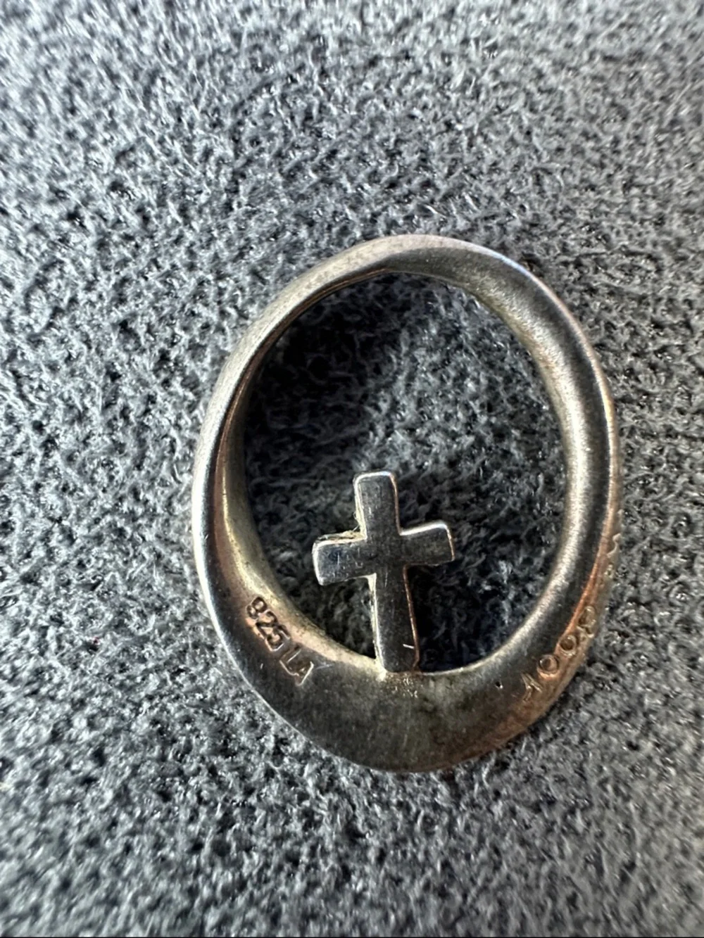 Sterling Silver Cross Oval Pendant in Silver